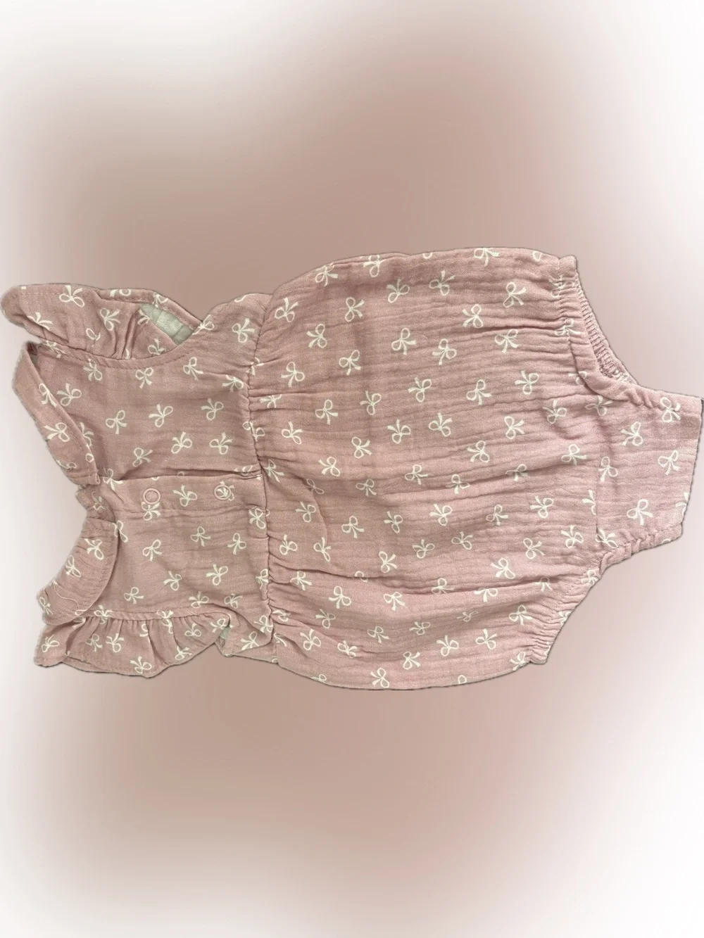 NWOT Nicole Miller Sleeveless Bubble Bodysuit Pink White Bows Ruffle Details
